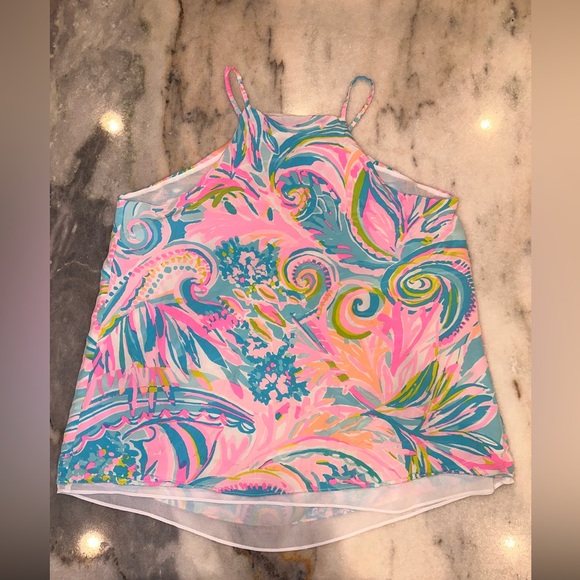 EUC Lilly Pulitzer 100% Silk Colorful Spaghetti Straps Sleeveless Top Size Small - Picture 8 of 9